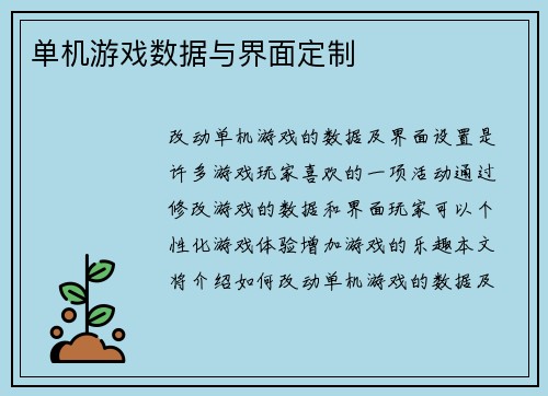 单机游戏数据与界面定制